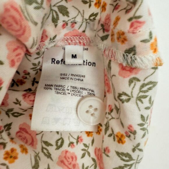 REFORMATION Rosie Tank Top M Floral White Multi Tencel Button Detail EUC B61 - Picture 5 of 5